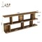 Brown Engineered Wood Console Table with 3-Tier Shelves and Pedestal Base